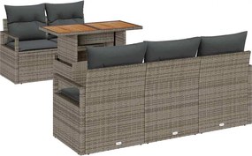 vidaXL Set de canapele pentru grădină 6 pcs Gri Rattan poli