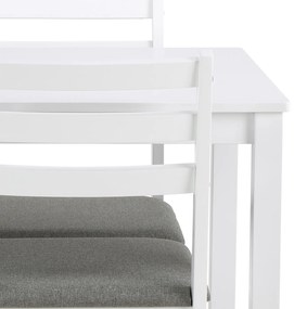 MAZZONI EXPORT Set TORINO masă + 4 scaune Alb/Gri deschis (material Sawana 21) - SET DE LEMN PENTRU BUCĂTĂRIE/SUFRAGERIE