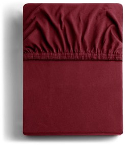 Cearceaf burgundy din jerseu cu elastic 140x200 cm Amber – Restilo