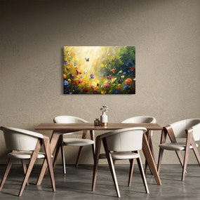 Tablou - Pajiște cu flori de primăvară, pictură (90x60 cm)