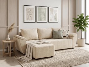 OFERTA Canapea extensibila reversibila in forma de L LIVARO 251x140 cm, crem Calitatea II.