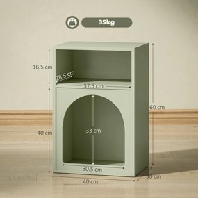 HOMCOM Noptieră Subțire cu 2 Compartimente Deschise, Design în Formă de Arc 40x30x60 cm Verde | Aosom Romania