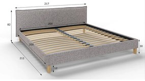 Pat matrimonial gri cu tăblie și somieră 200x200 cm Tina – Ropez