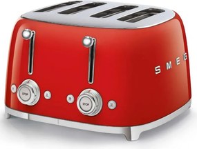 Prăjitor de pâine SMEG 50's Style TSF03RDEU, 2000 W, 4 felii, 6 niveluri, Tava pentru firimituri, Cablu integrat, Oțel inoxidabil, Roșu