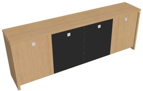 Dulap mic Verno 248 x 46 x 90 cm, uși combinate, stejar deschis / negru