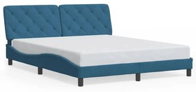 3207933 vidaXL Cadru de pat cu tăblie, albastru, 160x200 cm, catifea