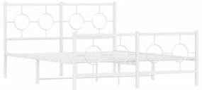 376294 vidaXL Cadru de pat metalic cu tăblie, alb, 140x200 cm