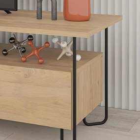 Masă TV în culoare naturală cu aspect de lemn de stejar 150x45 cm Dilly – Marckeric