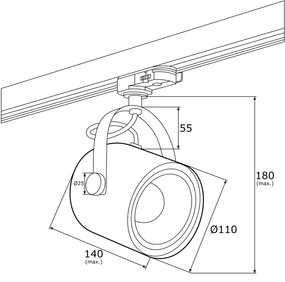 Spot pe sina NET alb / Accesoriu pentru sinele trifazate ARGON T-RACK