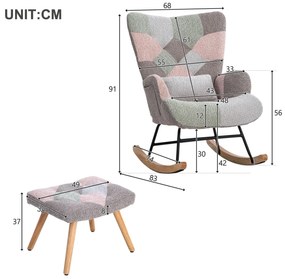 Scaun balansoar cu suport pentru picioare și pernă lombară, design ergonomic, Colorat