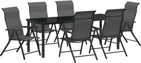 vidaXL Set de masă pentru grădină 7 pcs Gri Oțel vopsit electrostatic