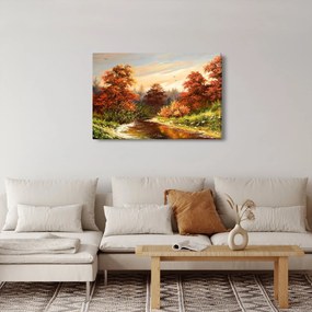 Tablou - Râu în peisaj de toamnă (90x60 cm)