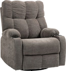 HOMCOM Fotoliu relax cu suport pentru picioare, fotoliu de odihnă, rotativ, până la 150 kg, cadru din oțel, 88x96x108cm, maro deschis | Aosom Romania