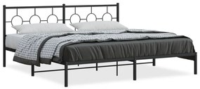 376232 vidaXL Cadru de pat metalic cu tăblie, negru, 193x203 cm