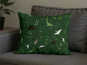 Set 2 huse decorative pentru perne DINO STEPS 40x60 cm, verde inchis