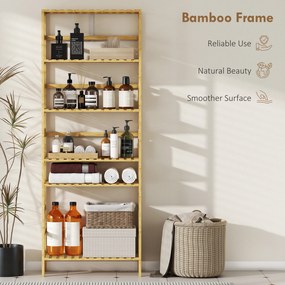 HOMCOM Raft de bambus cu 6 niveluri, cu rafturi reglabile, 60x26x161 cm | Aosom Romania