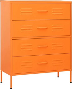 vidaXL Comodă cu sertare, portocaliu, 80x35x101,5 cm, oțel