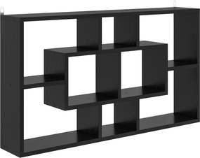 HOMCOM Etajeră de Perete cu 8 Compartimente, 85 x 14,5 x 47,5 cm, Lemn, Negru | Aosom Romania