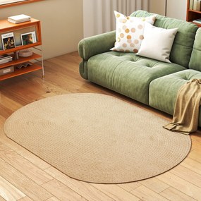 HOMCOM Covor pentru Living 170x120 cm Lavabil la Mașină Țesut Manual Stil Rustic Covoraș pentru Living Dormitor Bej | Aosom Romania