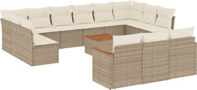 vidaXL Set canapele de grădină, 14 piese, cu perne, bej, poliratan