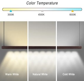 Immax NEO 07302L-LED MADEIRA, lustră suspendată pe cablu, reglabilă, 44W/230V, Wi‑Fi Tuya, 202 cm, finisaj nuc