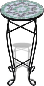 vidaXL Masă laterală cu mozaic pentru plante, verde și alb