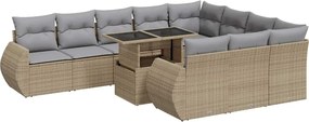 vidaXL Set canapele de grădină cu perne, 11 piese, bej, poliratan