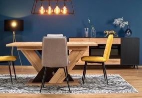 Set masa extensibila Brandon L160-200 cm + 2 scaune K493 gri + 2 scaune K493 mustarii
