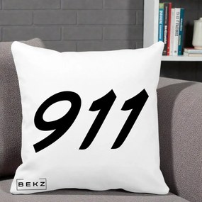 Perna Personalizata 911 Bold, 40x40 cm, Alba Mata, Husa Detasabila, Perna Inclusa, BEKZ®