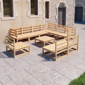 3075789 vidaXL Set mobilier de grădină, 10 piese, lemn masiv de pin