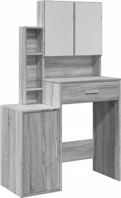 vidaXL Masă de toaletă cu dulap, sonoma gri, 80x35x132 cm