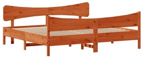 3216374 vidaXL Cadru de pat cu tăblie, maro ceruit, 180x200 cm, lemn masiv pin