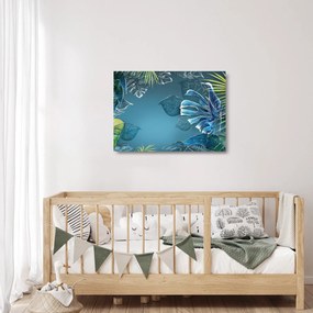 Tablou pe sticlă - Frunzele plantelor tropicale (70x50 cm)