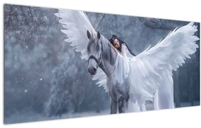 Tablou - Fata și unicorn (120x50 cm)