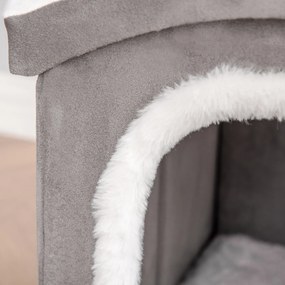 Casuta pentru Pisici de Interior PawHut, 63.5x37x40cm, Gri | Aosom RO