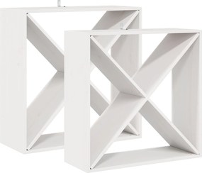 vidaXL Raft pentru vin 2 pcs Alb 62 x 25 x 62 cm Lemn de pin masiv