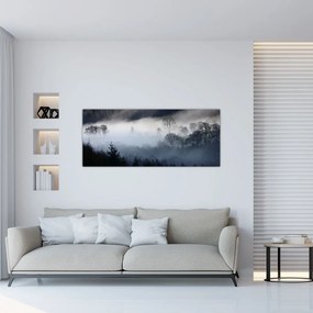 Tablou cu ceță deasupra pădurii (120x50 cm)