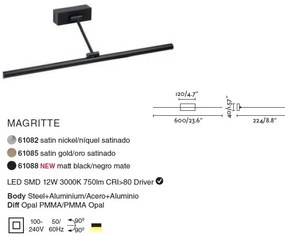 Aplica LED pentru oglinda tablou MAGRITTE-3 black 61088