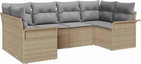 vidaXL Set de canapele pentru grădină cu pernă 6 pcs Bej Rattan poli