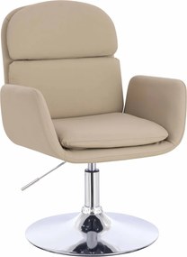 HR480N Scaun Crem Piele Ecologica Premium Soft cu Bază Cromata