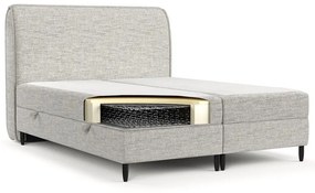 Pat boxspring gri deschis cu spațiu de depozitare 140x200 cm Melba – Maison de Rêve