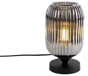 Lampă de masă Art Deco neagră cu sticlă fumurie - Banci