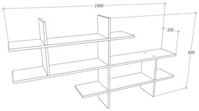 Etajera haaus Tokyo, Lemn Natural/Alb, 150 x 22 x 82 cm