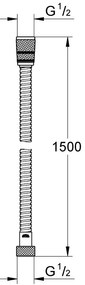 Furtun dus Grohe Rotaflex Metal Longlife 150 cm, crom