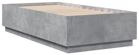 3209761 vidaXL Cadru de pat, gri beton, 75x190 cm, lemn prelucrat