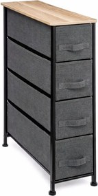 Raft de baie cu 4 sertare textile, 48x20x75 cm