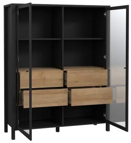 Vitrina High Rock, Negru &amp; Natur, 152.5 x 40 x 121.5 Cm