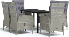 vidaXL Set de servit masa pentru grădină, 7 piese, gri și negru