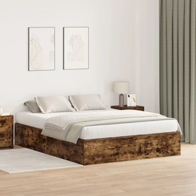 vidaXL Cadru de pat cu depozitare Stejar fumat 140x190 cm