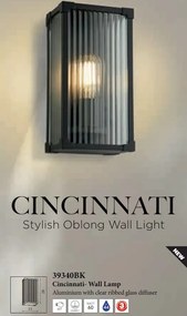 Aplica neagra perete exterior IP44 Cincinnati